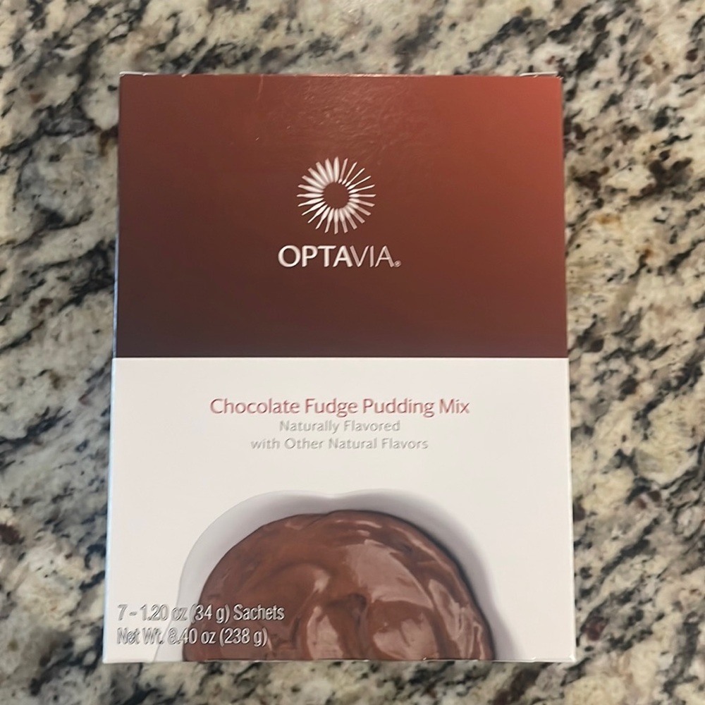 Partial Box of Optavia Chocolate Fudge Pudding Mix - 5 Fuelings